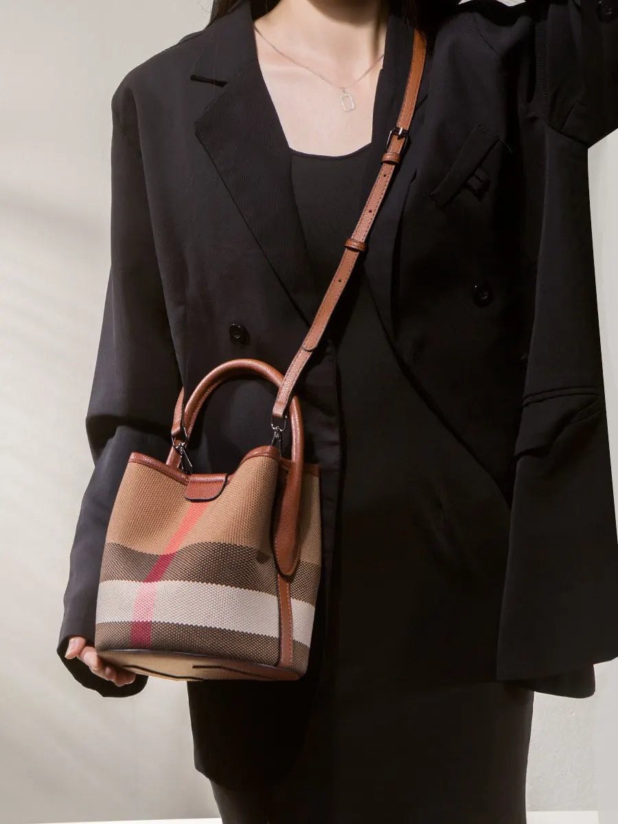 Wanhuishop_new_women_s_shoulder_tote_bag_bucket_bag_checkered_canvas_bag-1