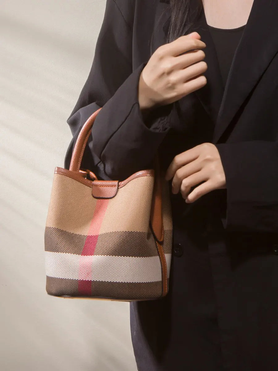 Wanhuishop_new_women_s_shoulder_tote_bag_bucket_bag_checkered_canvas_bag-3