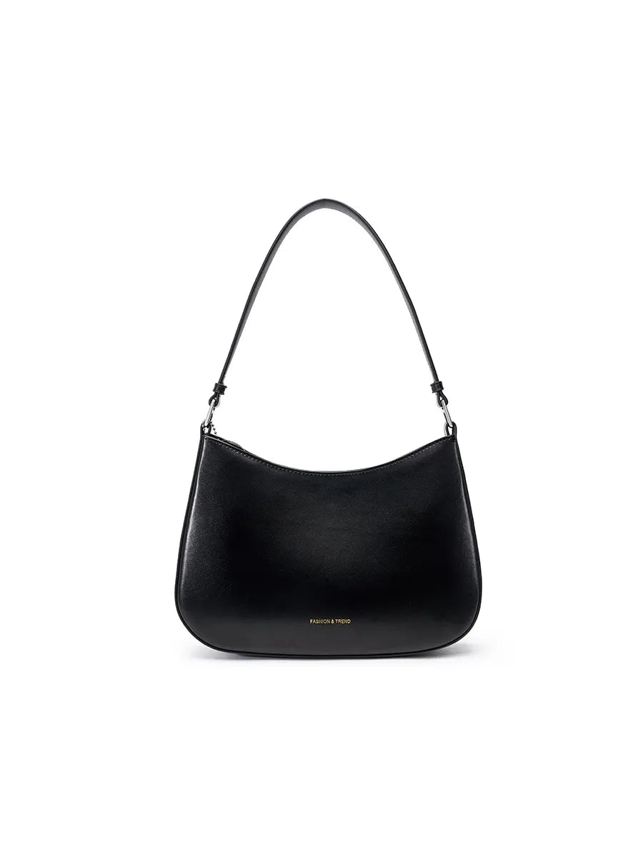 Black handbag on a white background