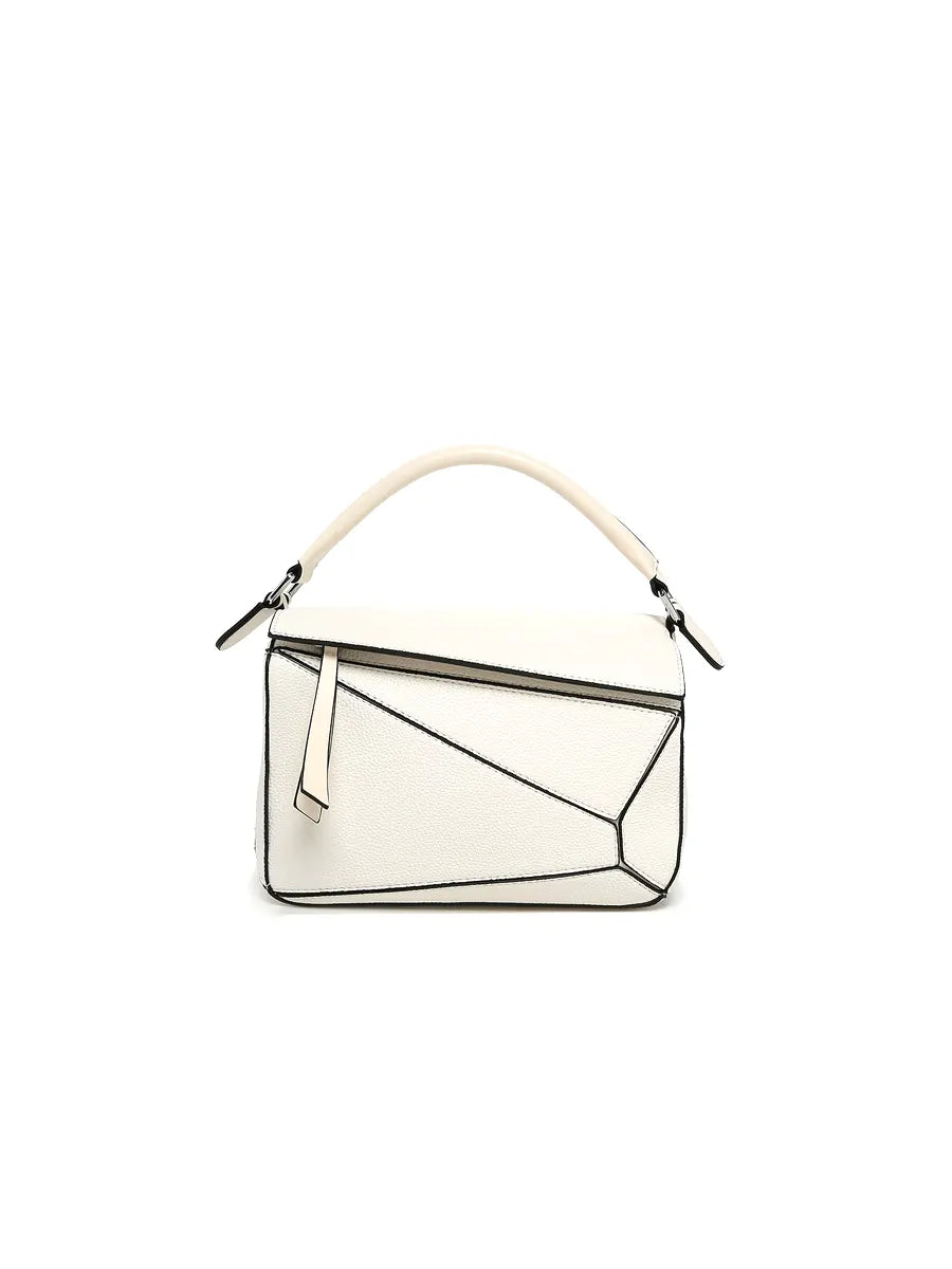 White handbag with transparent flap on a white background