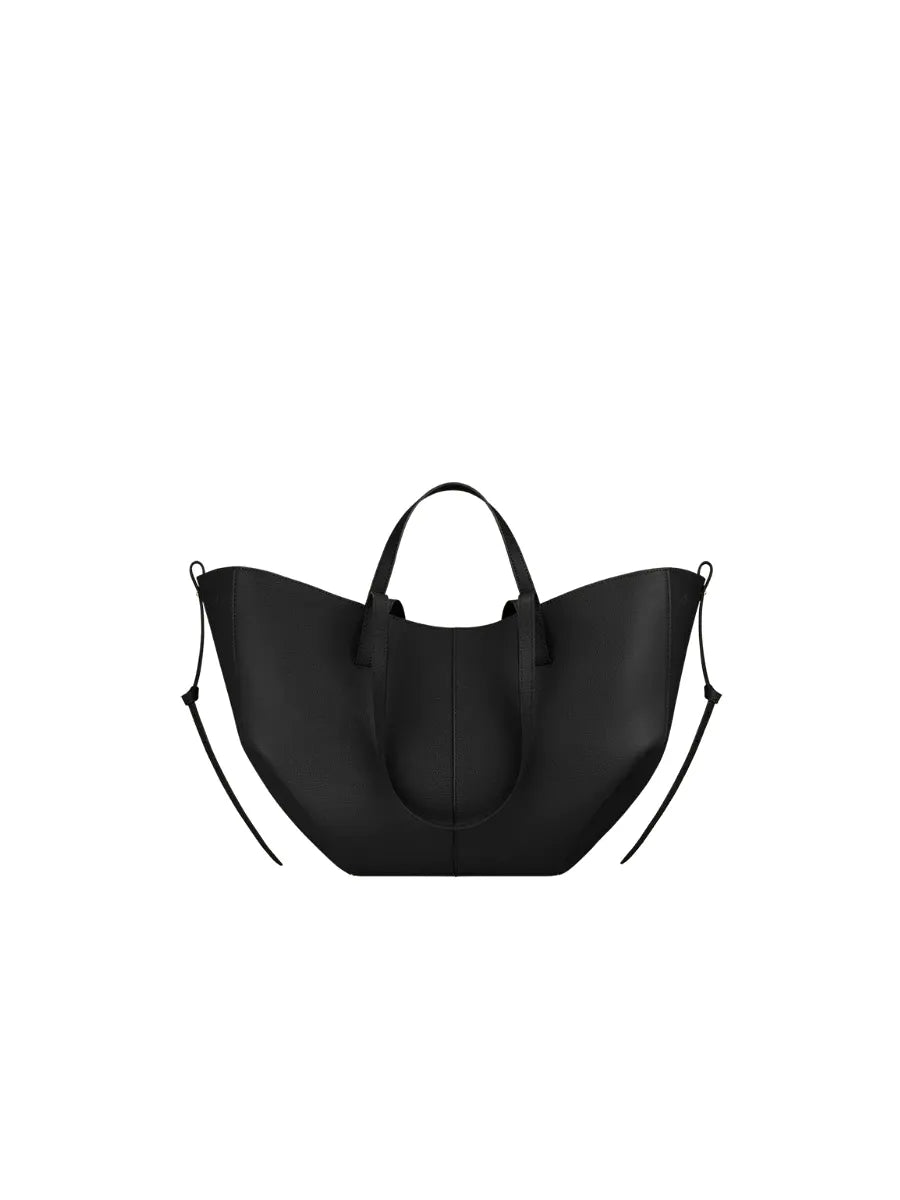Black bag with straps on a white background