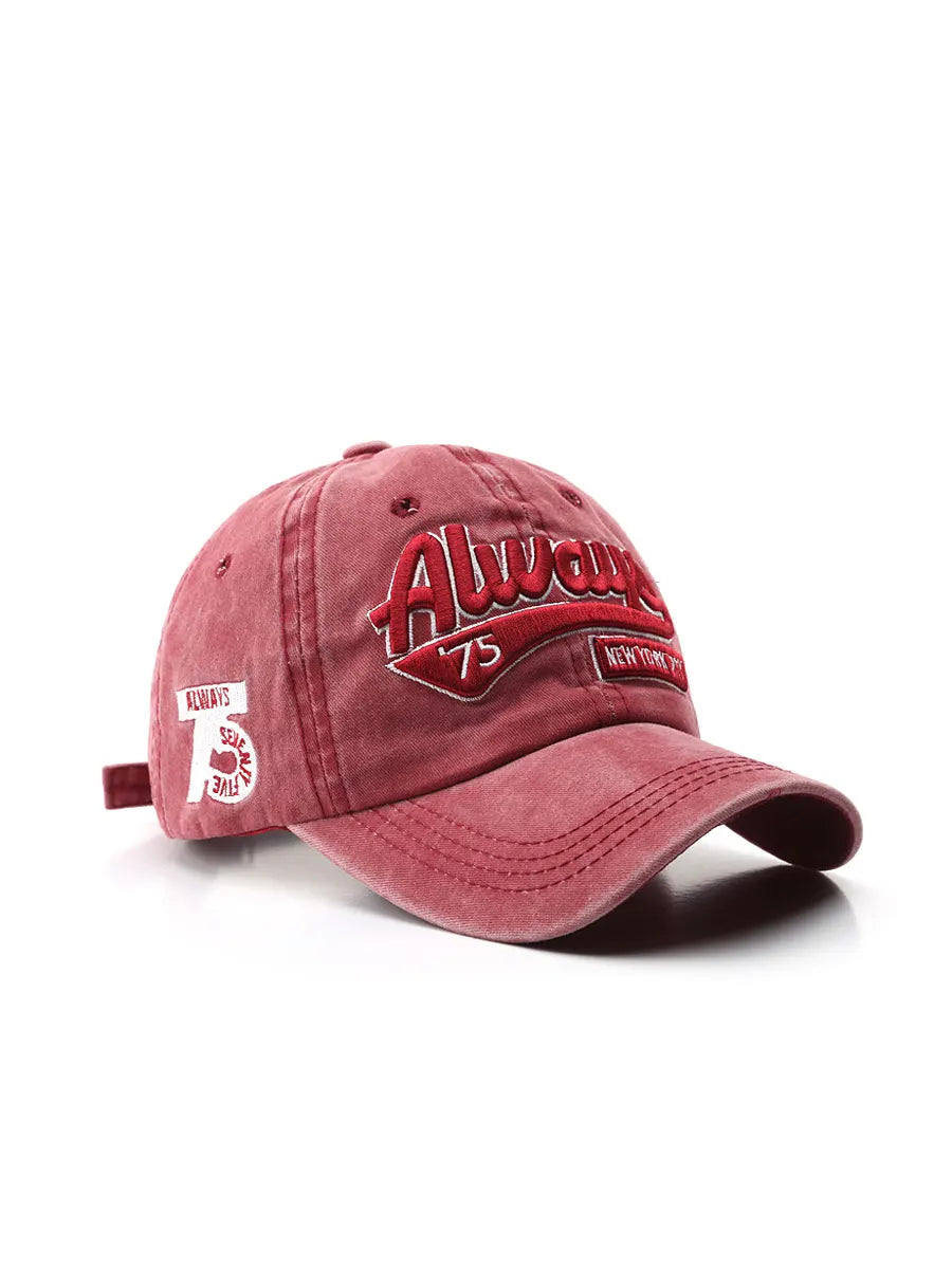 Red baseball cap with 'Always' logo on a white background