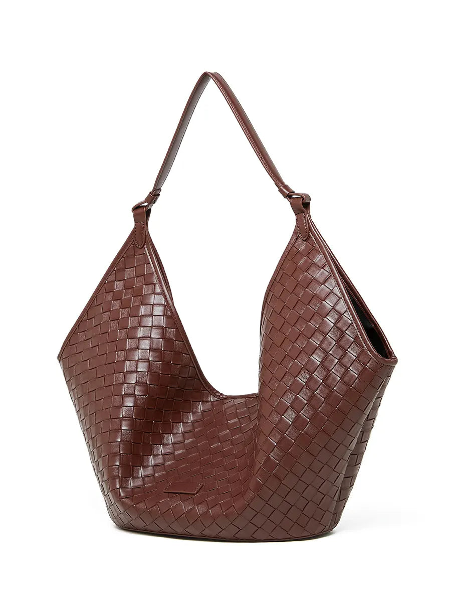 Wanhuishopping new women's woven large capacity bag fashionable and versatile women's bag-brownish red