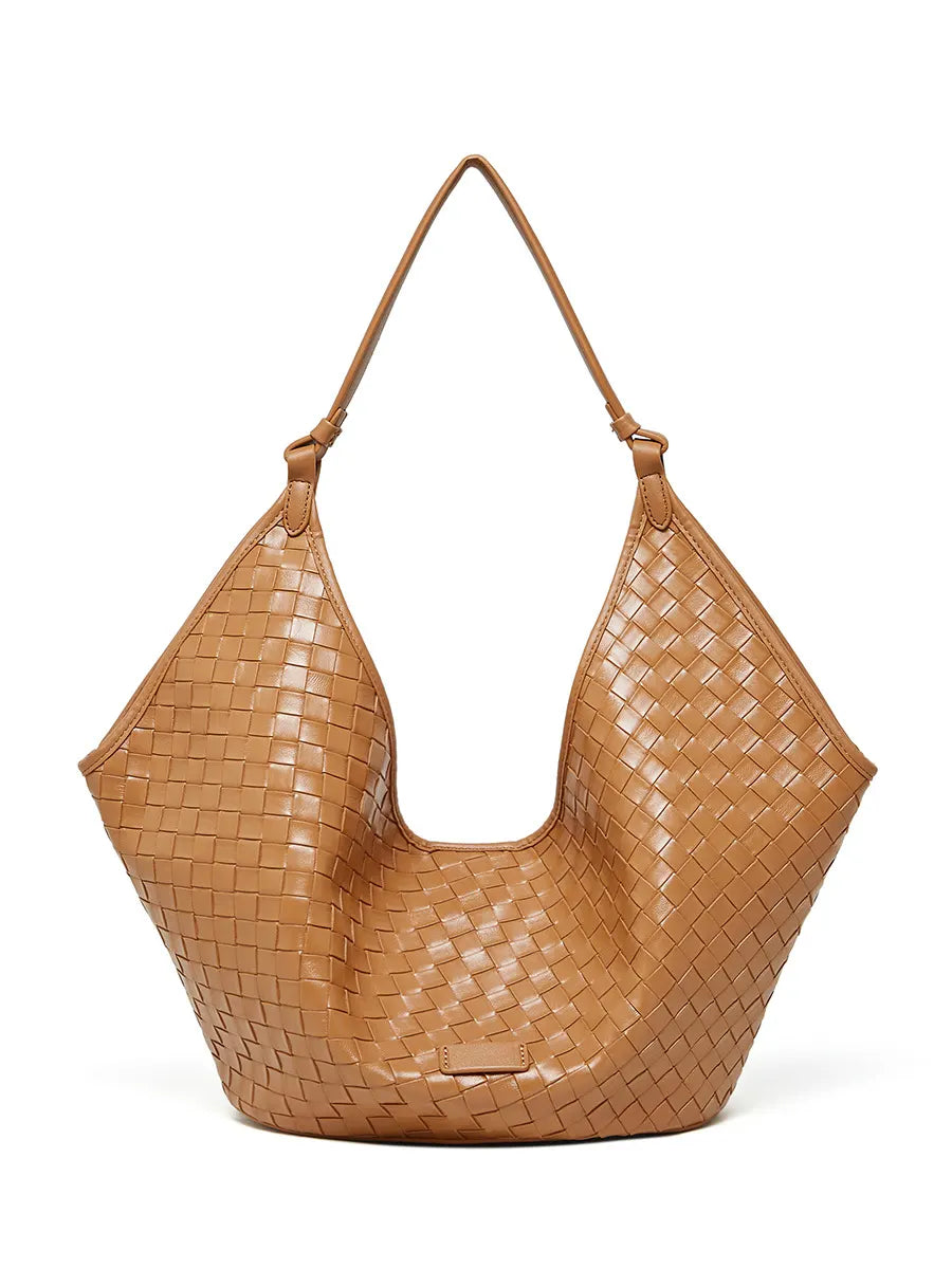 Wanhuishopping new women's woven large capacity bag fashionable and versatile women's bag-brown