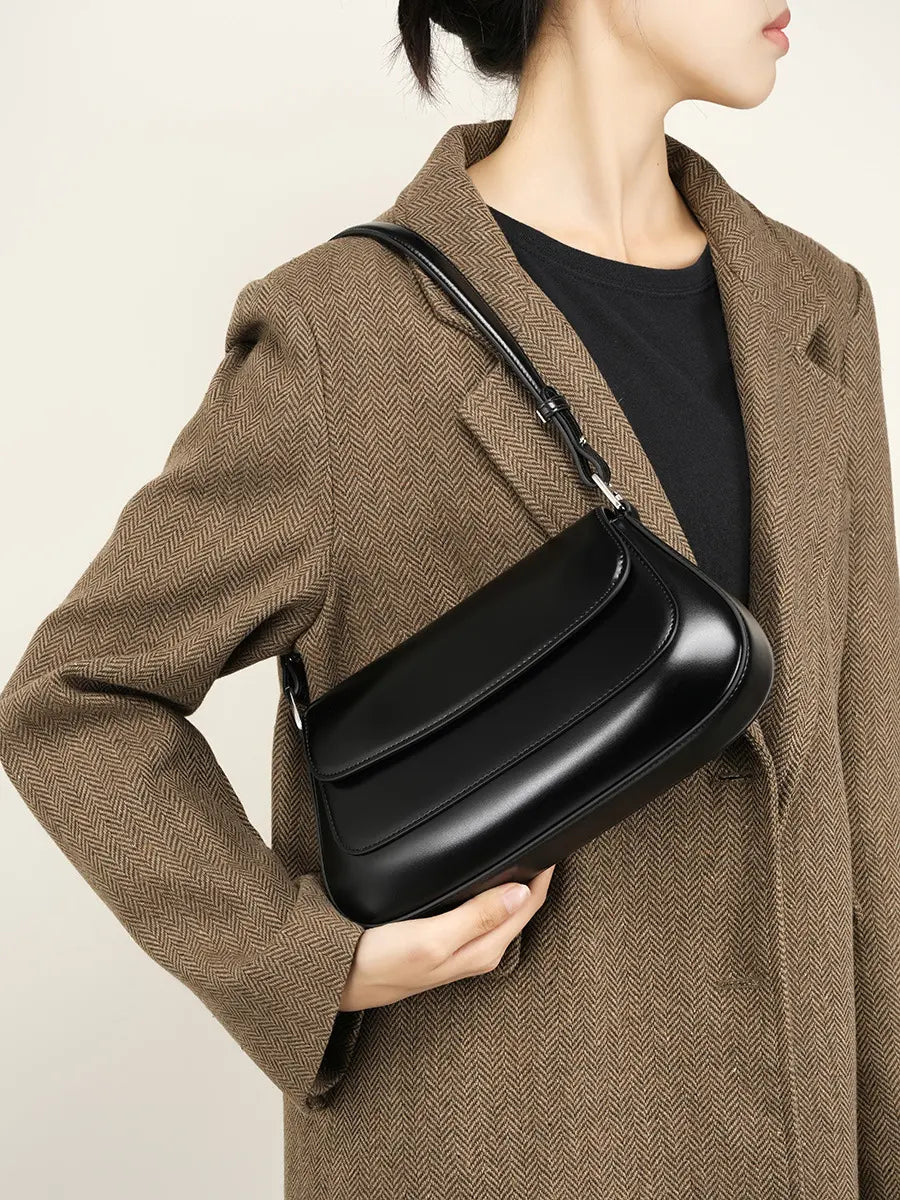 Wanhuishopping new women's classic and fashionable saddle bag armpit bag French stick bag fashionable and versatile shoulder bag-3