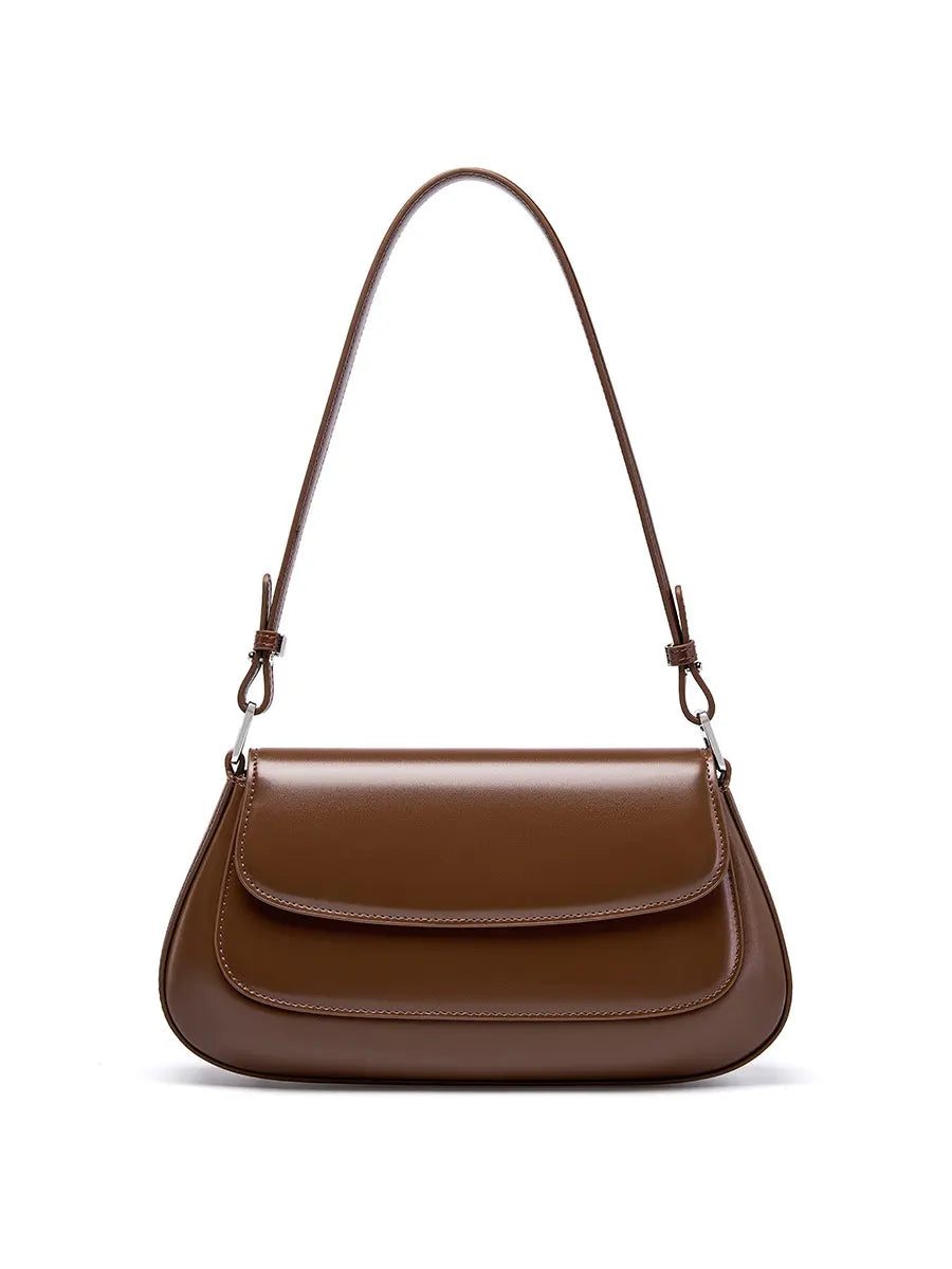 Wanhuishopping new women's classic and fashionable saddle bag armpit bag French stick bag fashionable and versatile shoulder bag-Dark brown