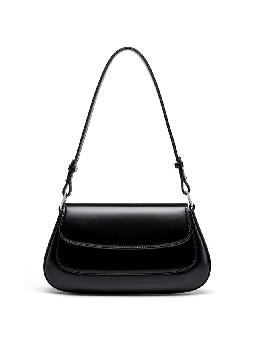 Wanhuishopping new women's classic and fashionable saddle bag armpit bag French stick bag fashionable and versatile shoulder bag-black