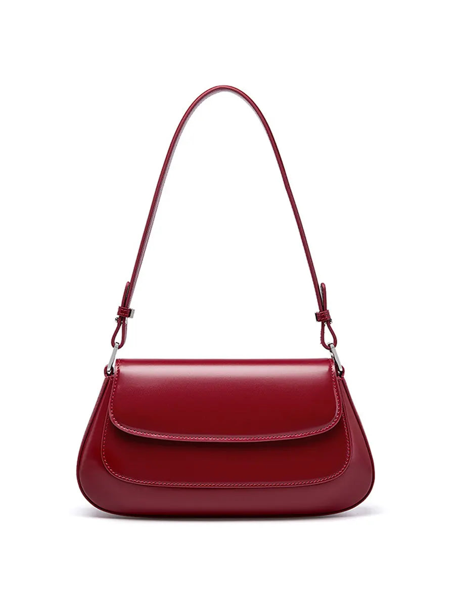 Wanhuishopping new women's classic and fashionable saddle bag armpit bag French stick bag fashionable and versatile shoulder bag-red