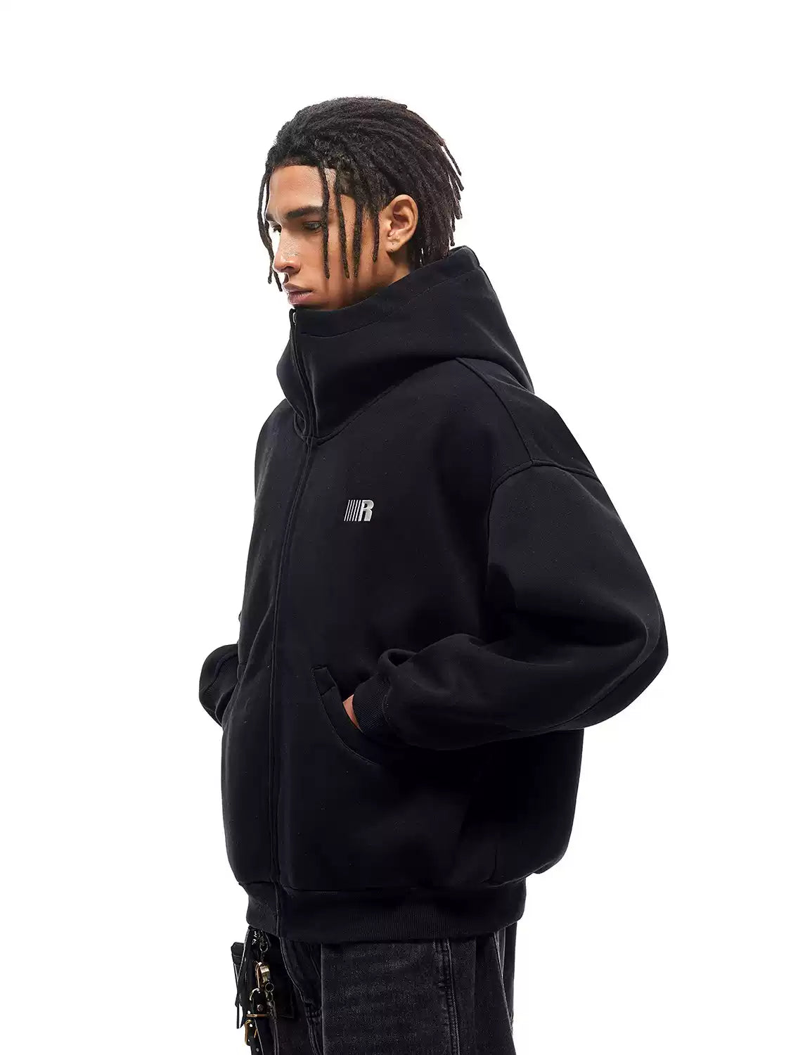 Wanhuishopping new womens hooded sweatshirt jacket unisex high neck casual top-4
