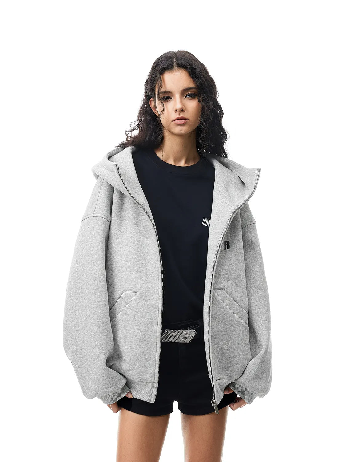 Wanhuishopping new womens hooded sweatshirt jacket unisex high neck casual top-5