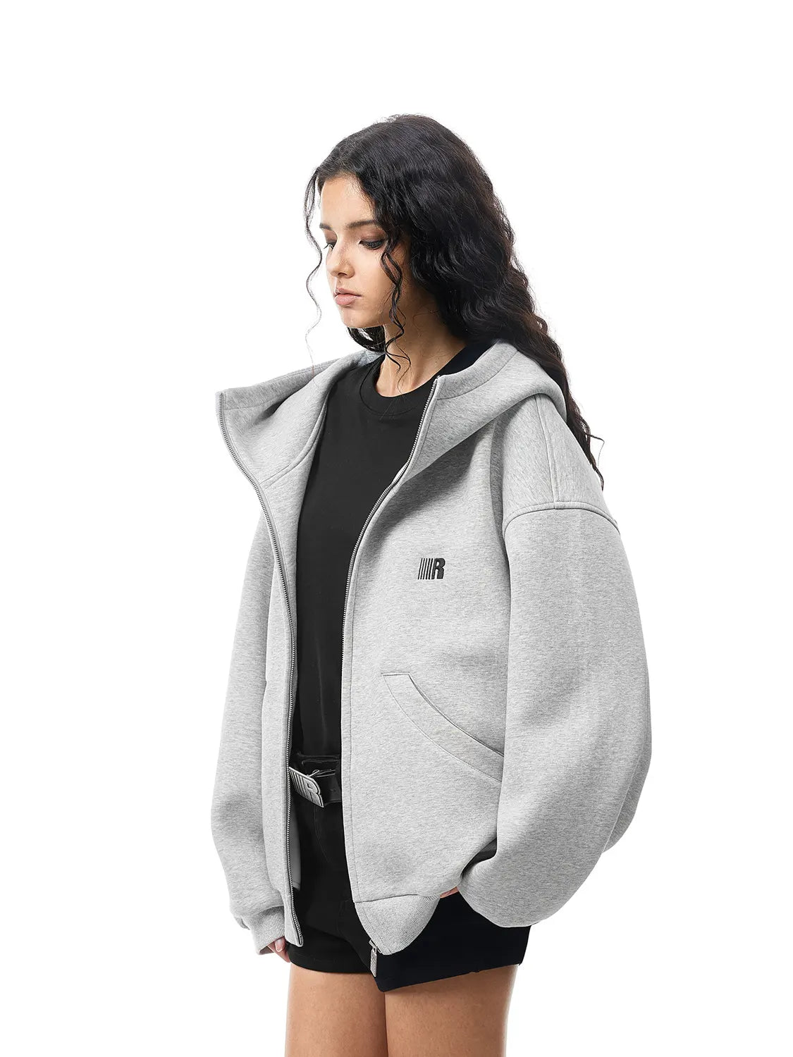 Wanhuishopping new womens hooded sweatshirt jacket unisex high neck casual top-9