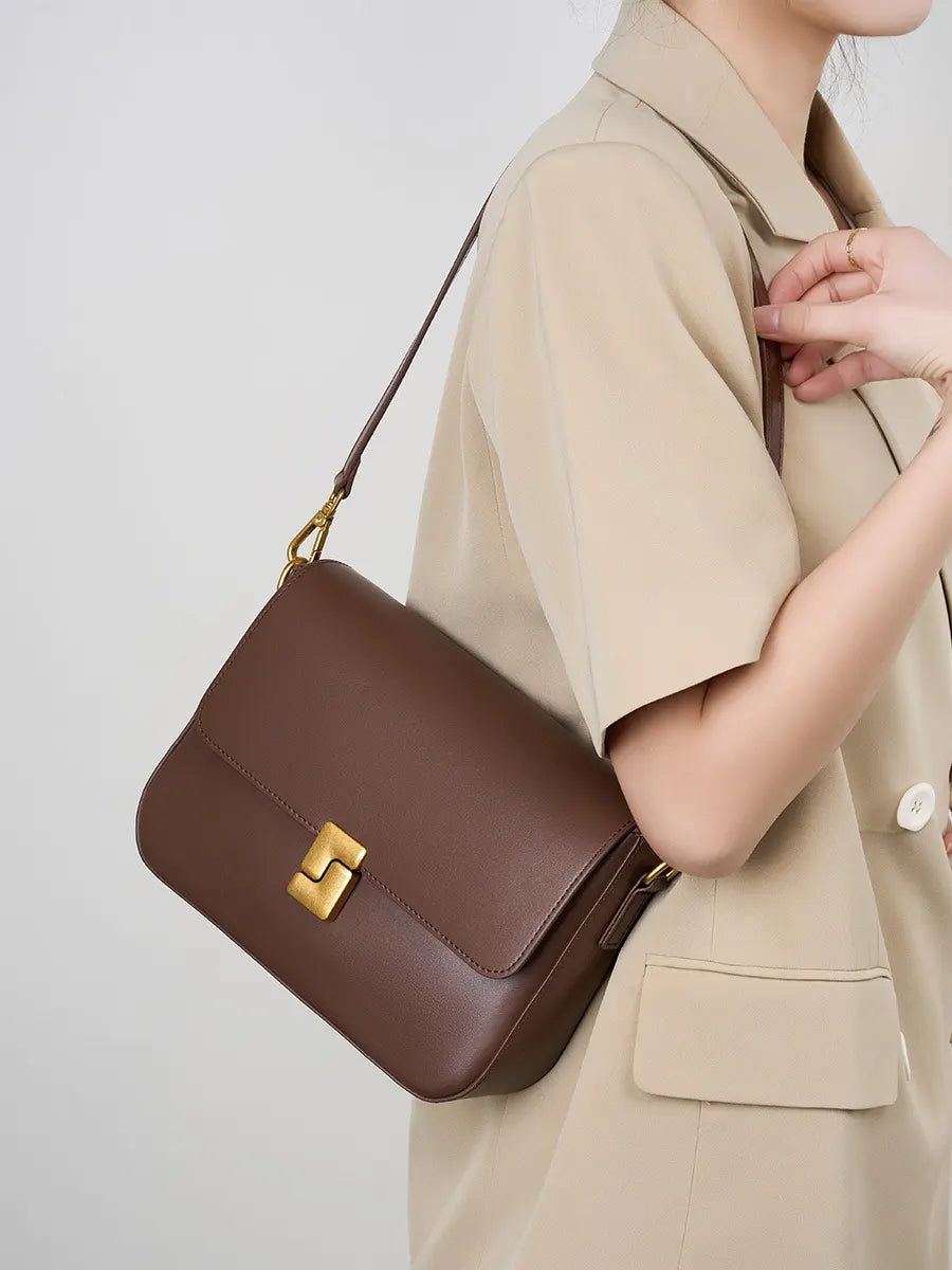 Wanhuishopping new womens single shoulder small square bag cowhide leather womens bag crossbody bag casual party commuting bag-1